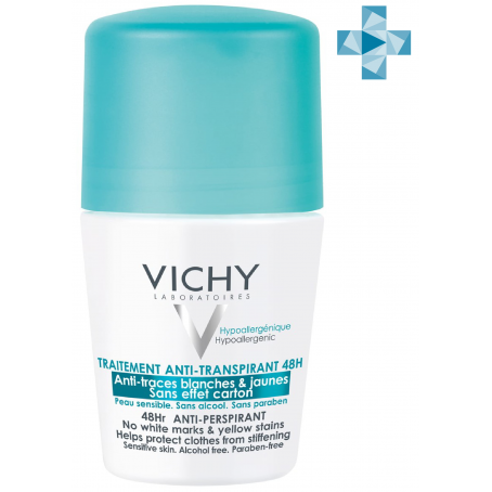 Vichy Шариковый дезодорант-антиперспирант против белых и желтых пятен 48 часов защиты, 50 мл