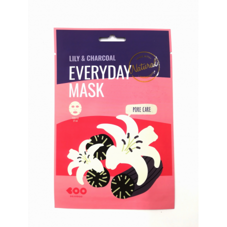Dearboo Маска для лица тканевая ЭКСТРАКТ ЦВЕТОВ ЛИЛИИ И ДРЕВЕСНОГО УГЛЯ Lily & Charcoal Everyday, 27 мл