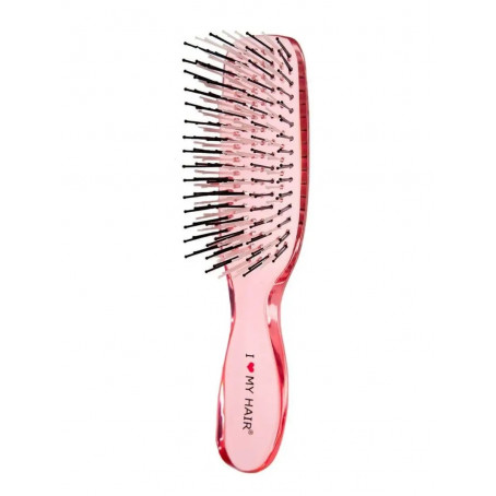 ILMH (I LOVE MY HAIR) Парикмахерская щетка I LOVE MY HAIR "РУСАЛОЧКА" 1803 розовая прозрачная S
