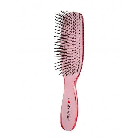 ILMH (I LOVE MY HAIR) Парикмахерская щетка I LOVE MY HAIR "РУСАЛОЧКА" 1801 розовая прозрачная M