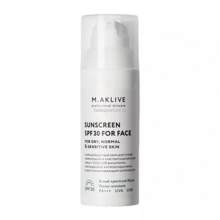 M.Aklive Солнцезащитный крем SPF30 для сухой, нормальной и чувствительной кожи лица 50 мл